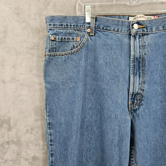 Levis 550 Relaxed Fit Jeans 44x30 Medium Blue Wash Cotton Denim Baggy Taper Plus - Picture 4 of 11